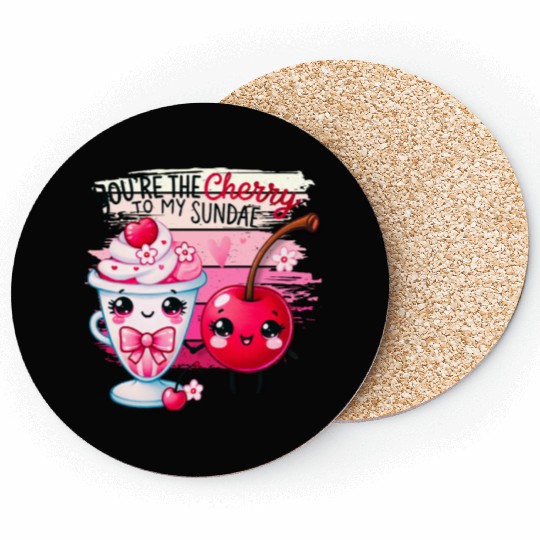 Love is Sweet: Cherry on Top Valentine's Day Pun Coasters