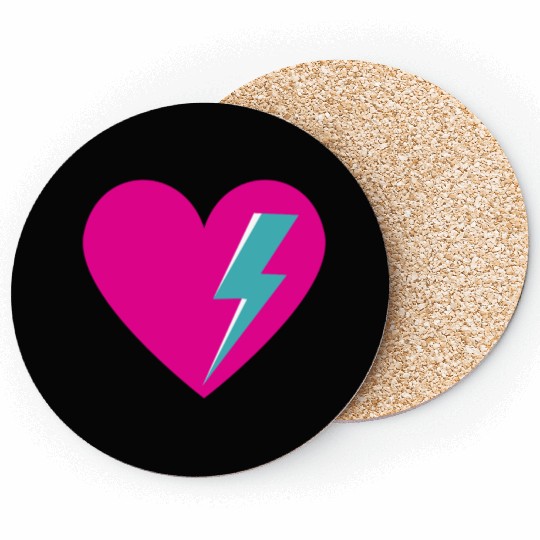 Heart with Lightning Bolt Coasters