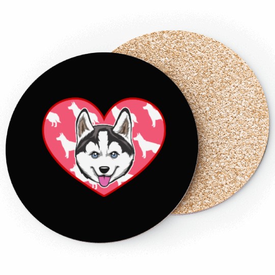 SIBERIAN HUSKY HEART Coasters