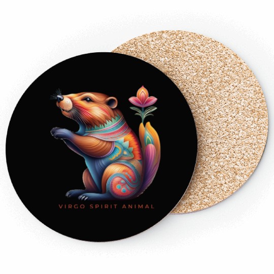 Virgo Spirit Animal Beaver Alebrije Female Coasters