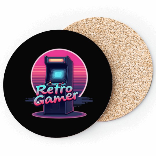 retro gamer in retro style oldschool gamer Coasters
