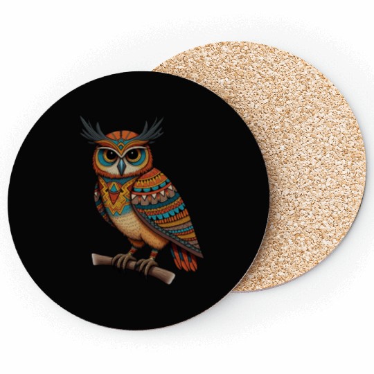 aztec owl funny owl design for bird lovers Coasters