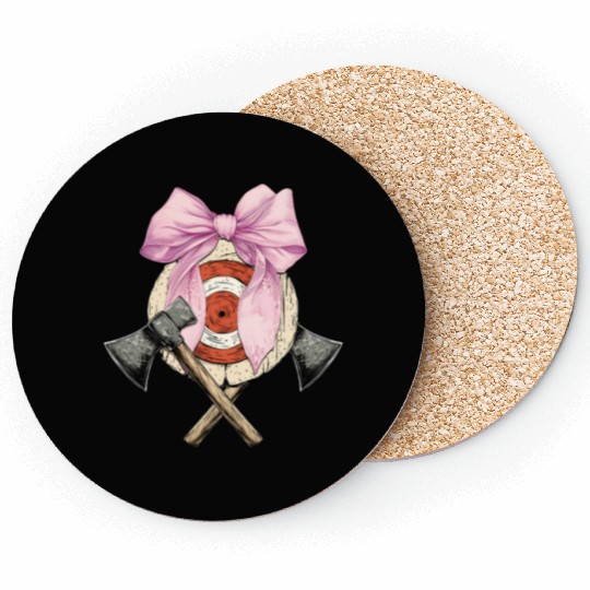 Coquette Bow Axe Throwing Axe Thrower Mothers Day Coasters
