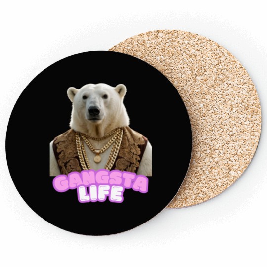 Gangsta life polar bear 4 Coasters