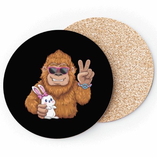 Bigfoot And Bunny Happy Easter Funny Coasters
