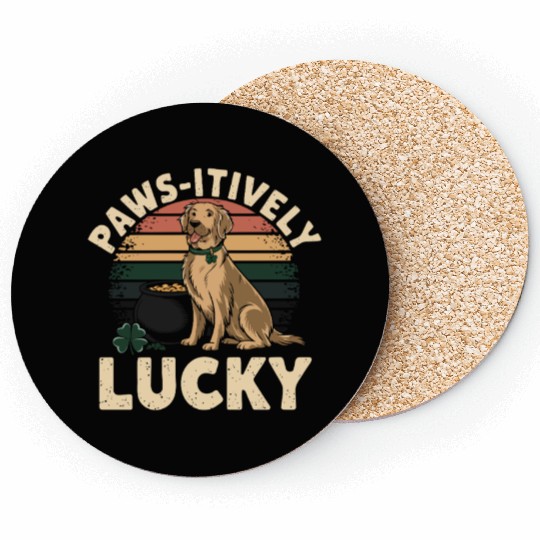 Paws-itively Lucky: Golden Retriever St. Patrick's Coasters