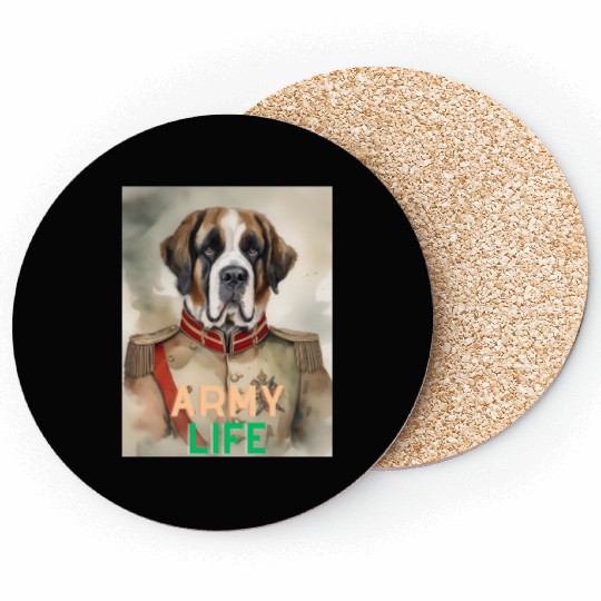 Army Life Saint Bernard Coasters