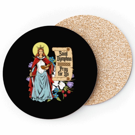 St. Dymphna Purity Lily Patron Saint Mental Health Coasters