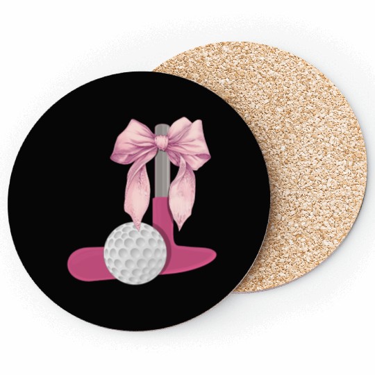 Coquette Bow Mini Golf Golfer Mothers Day Coasters