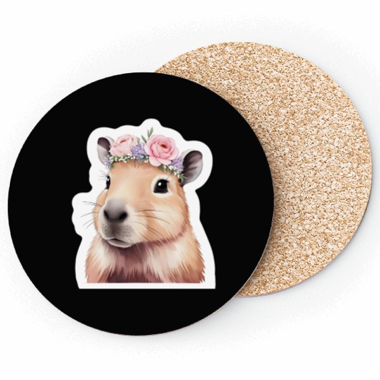 Capybara with Flowers Coasters