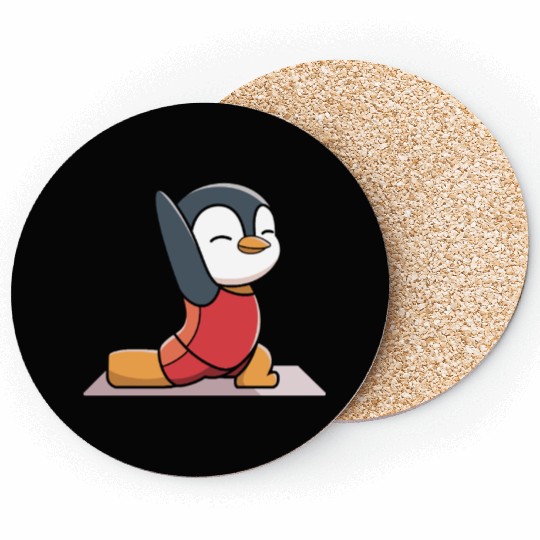 Cute Penguin Yoga Pose for Relaxation Fun Coasters