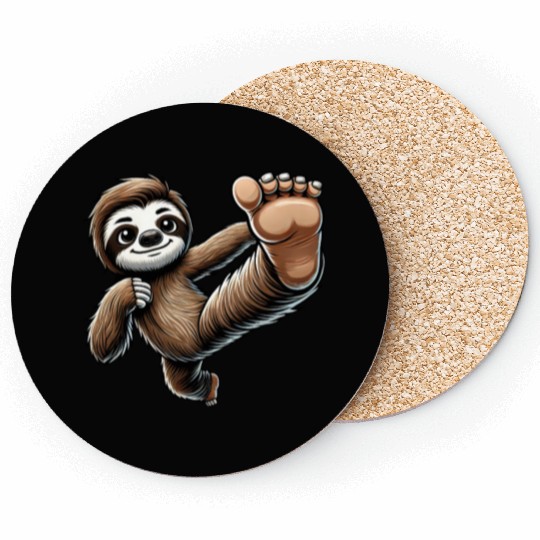 Sloth Karate Master Kick Martial Arts Coasters