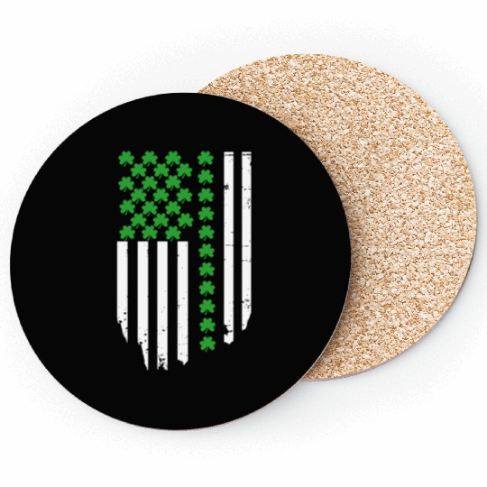 US American flag St Patricks Day Vintage Shamrocks Coasters