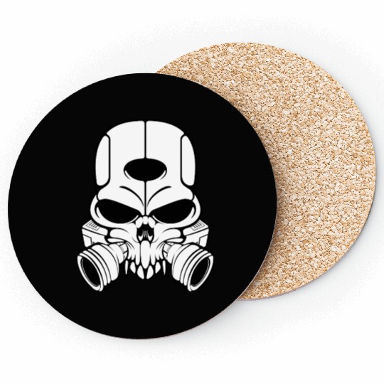 Mechanical Skull Art – Bold Cyberpunk Graphic 2 Coasters