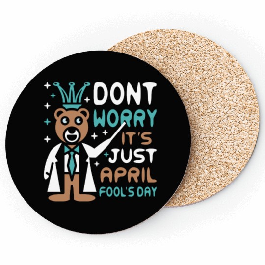 Funny Teacher Bear Celebrate April Fools Day Coasters