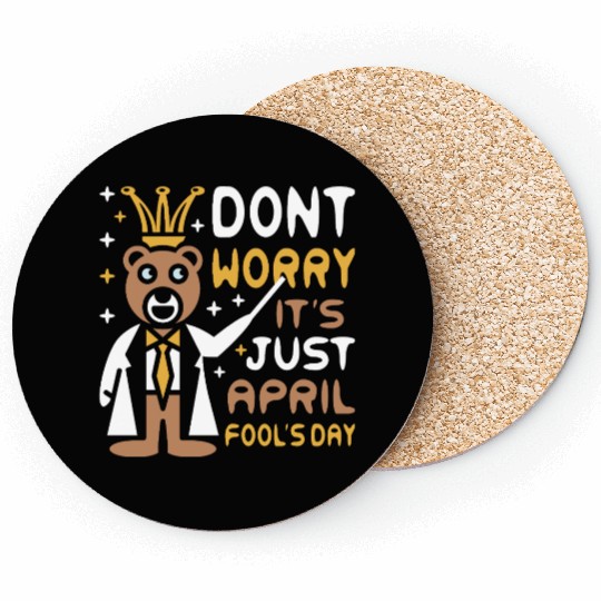 Funny Teacher Bear Celebrate April Fools Day Coasters