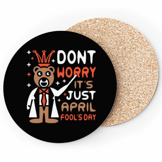 Funny Teacher Bear Celebrate April Fools Day Coasters