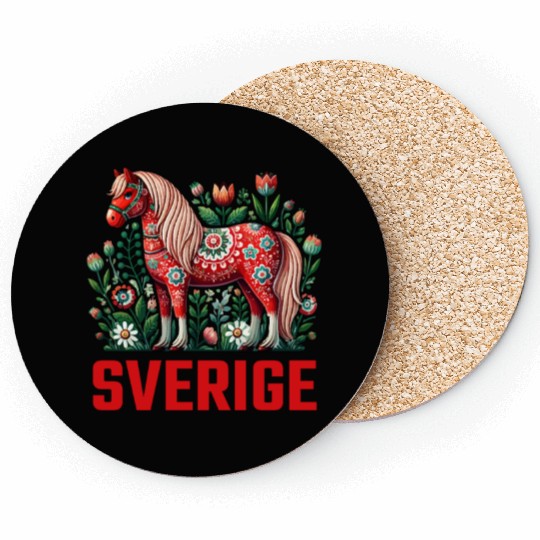 Swedish Dala Horse, Scandinavian sverige sweden Coasters