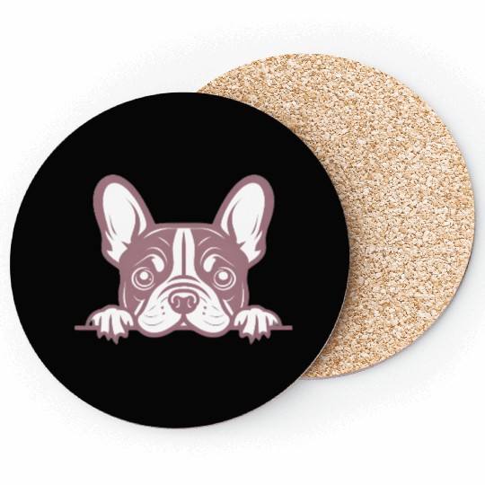 French Bulldog Frenchie Sweet Face Pink Coasters
