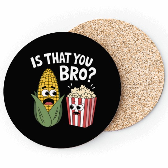 Funny Corn and Popcorn Cartoon Meme Design Coasters