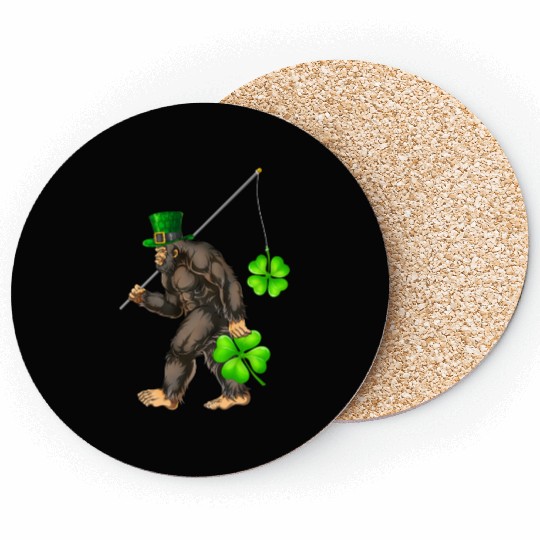 St Patricks Day Bigfoot Sasquatch Irish Coasters