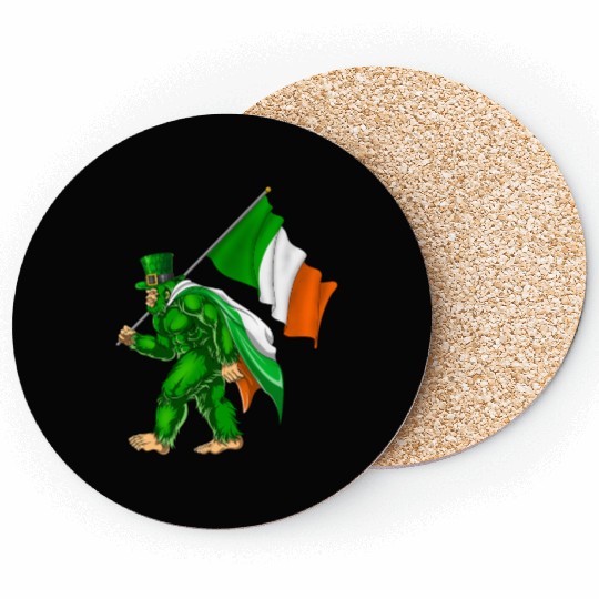 St. Patrick's Day Bigfoot Ireland Flag Coasters