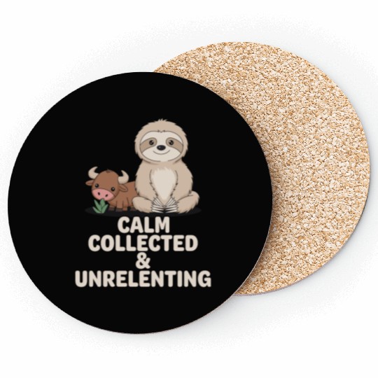 Taurus Zodiac Sloth Calm Collected & Unrelenting Coasters