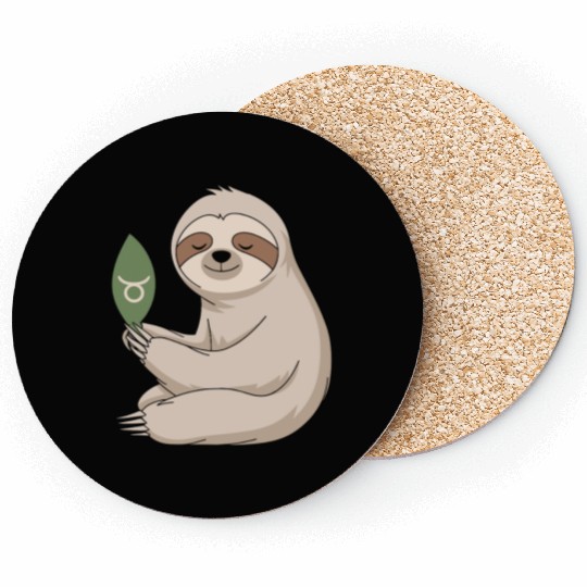 Taurus Zodiac Sloth Embracing Serenity Coasters