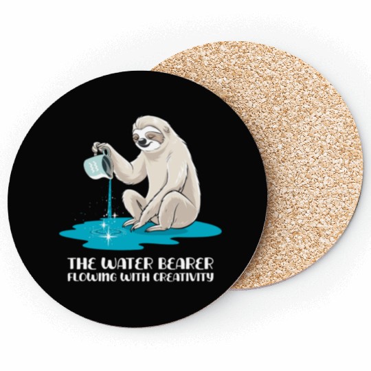 Aquarius Zodiac Sloth: The Water Bearer Flowing Coasters