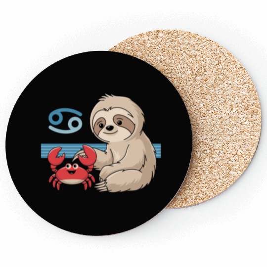 Cancer Zodiac Sloth with Adorable Crab Coasters
