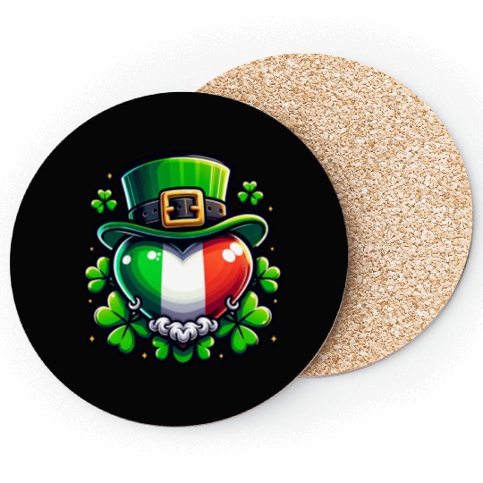Shamrock Heart Hat Love Coasters