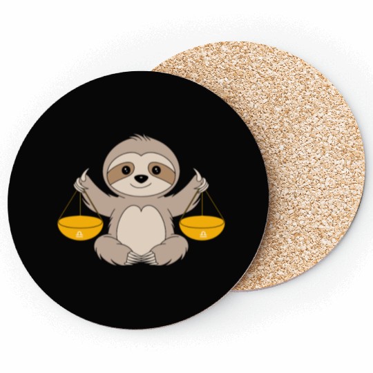 Libra Zodiac Sloth Balancing Harmony Coasters