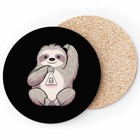 Libra Zodiac Sloth Balancing Symbol Charm Coasters