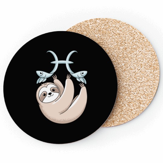 Pisces Zodiac Sloth Embracing Your Cosmic Calm Coasters