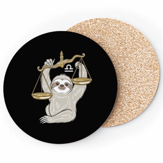 Charming Libra Zodiac Sloth Balancing Serenity Coasters