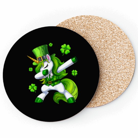 St Patricks Day Dabbing Unicorn Lepricorn Irish Coasters