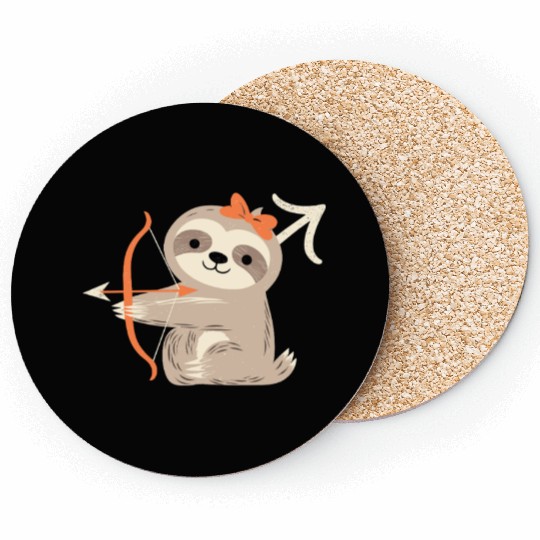 Sagittarius Zodiac Sloth Archer Design for Coasters