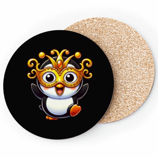 Mardi Gras Penguin Mask Carnival Costume Coasters