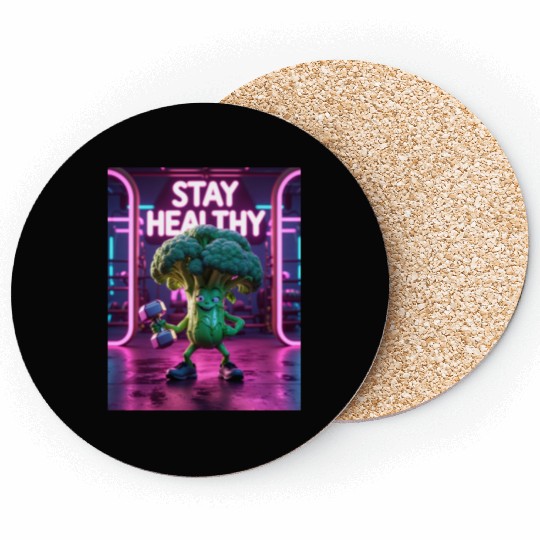 Broccoli Gym Workout STAY HEALTHY Coasters