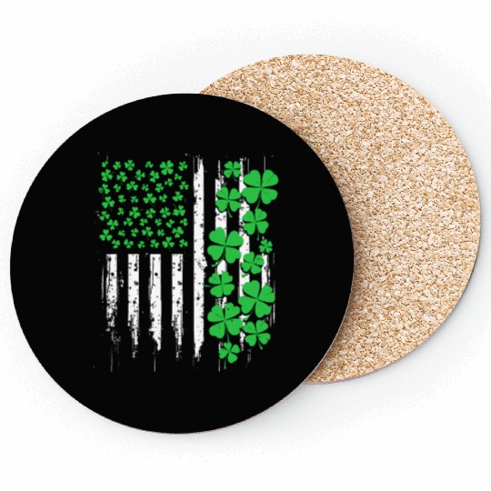 Shamrock St. Patricks Day American Flag Coasters