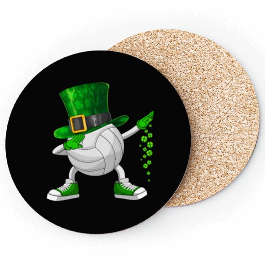 Funny Dabbing Shamrock Volleyball St Patrick's Day Coasters