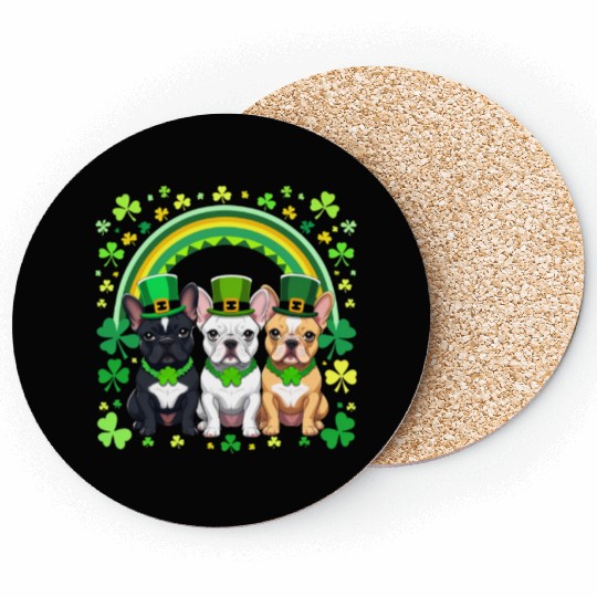 St Patricks Day French Bulldogs Dog Frenchie gifts Coasters