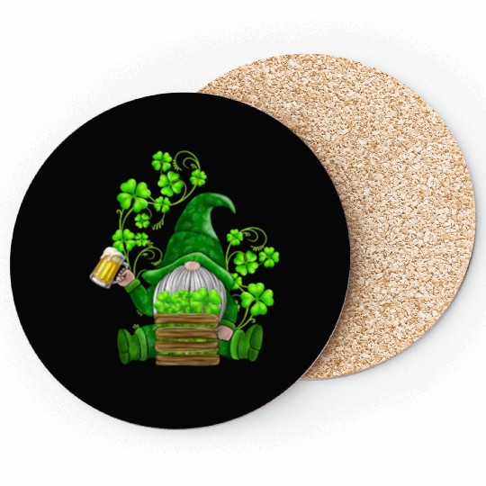 Irish Gnome Drink Beer Shamrock St Patricks Day Coasters