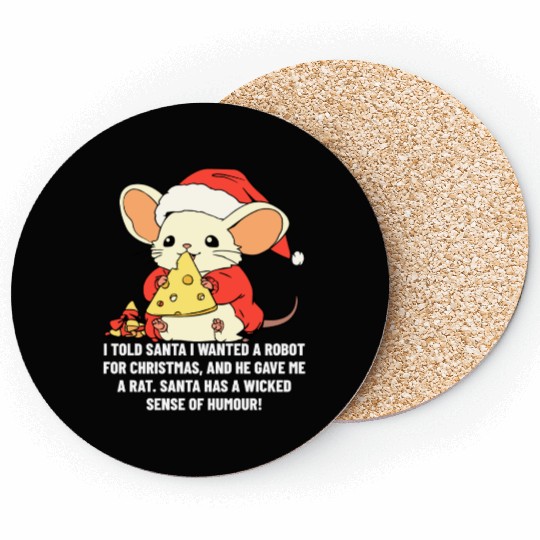 Funny Christmas Rat Quotes Coasters