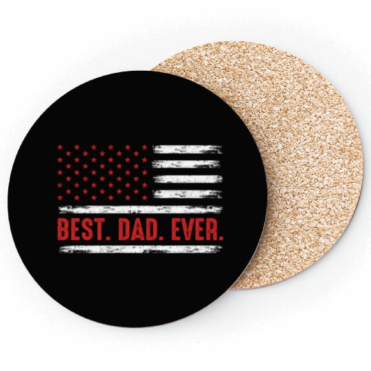 Best Dad Ever American Flag Coasters