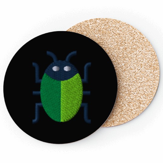 Green bug embroidered Coasters