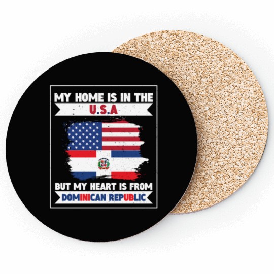 My Home The USA Heart From Dominican Republic US Coasters