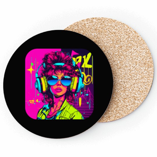 iconic pop culture 80s style fashion Coasters