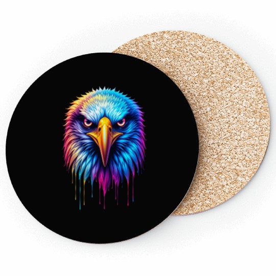 Hyper-Realistic Neon Graffiti Eagle Face –Product Coasters