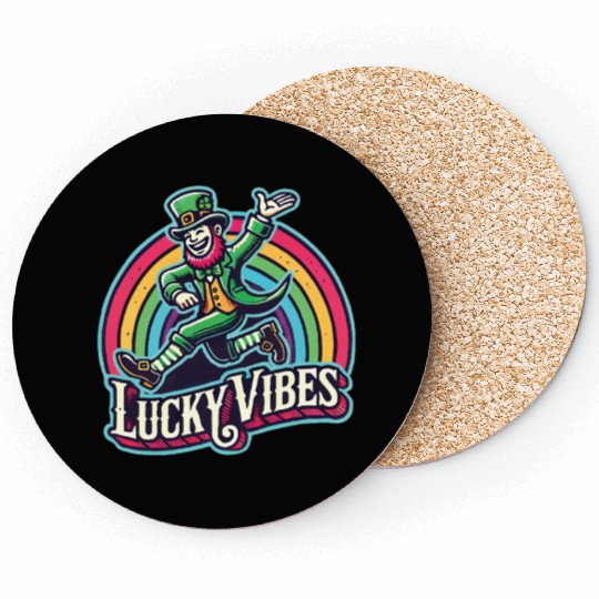 St. Patrick's Day Lucky Vibes Rainbow Coasters